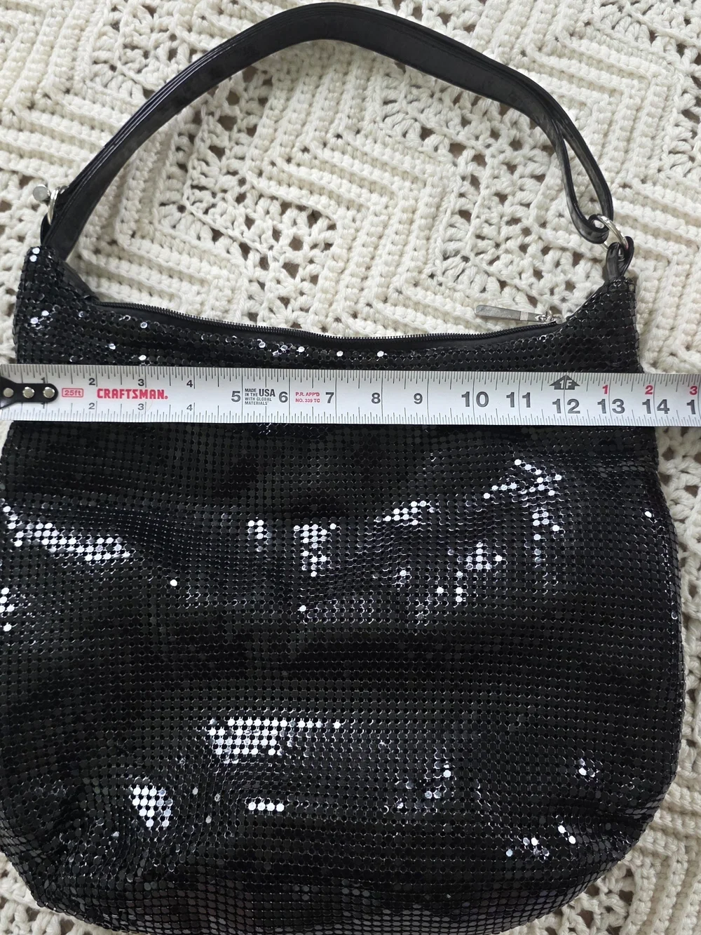 Black Metal Mesh Shoulder Bag Shiny Chainmail Hobo Purse Y2K Evening Disco